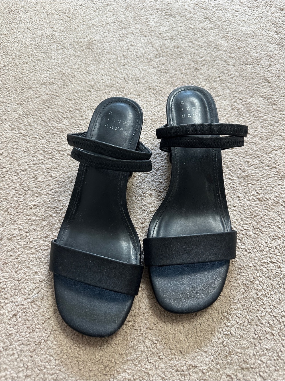 a new day Black Double-Strap Slide Sandals